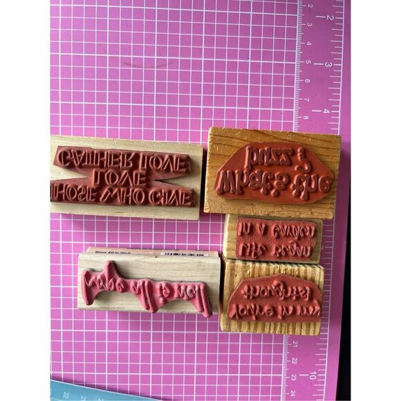 Wood Stamps Lot of 5 - Picture 2 of 4